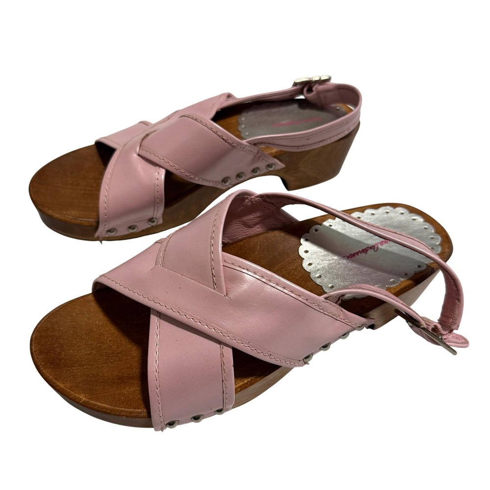 Hanna Andersson Girls Pink Wood Clog Sandal Size 37 EU 5 US Slingback